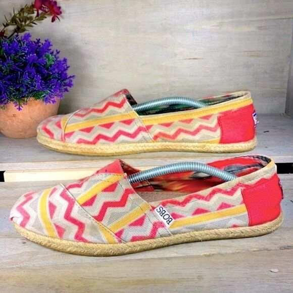 Skechers BOBS Canvas Zig Zag Flats Loafers Shoes - Picture 2 of 10